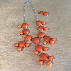 Orange Statement Necklace and Earring Set